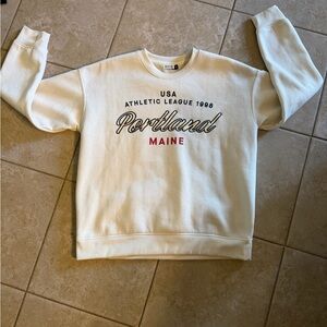 COS Cream Crewneck Sweatshirt with Portland Maine Script